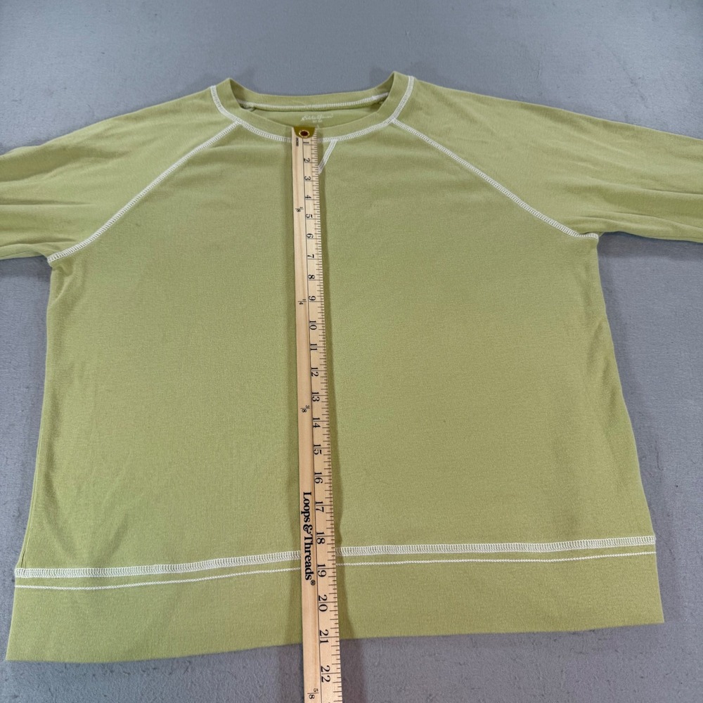 Eddie Bauer Womens L Lime Green Raglan Long Sleeve Cotton Tee - Picture 7 of 8